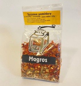 POMIDORY SUSZONE Z BAZYLIĄ I CZOSNKIEM 60G MAGROS